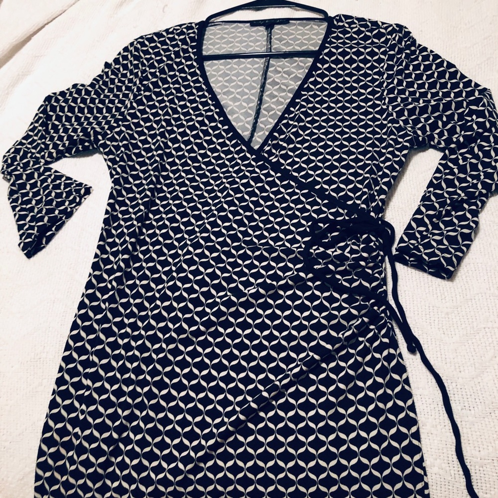 Black and white wrap style dress